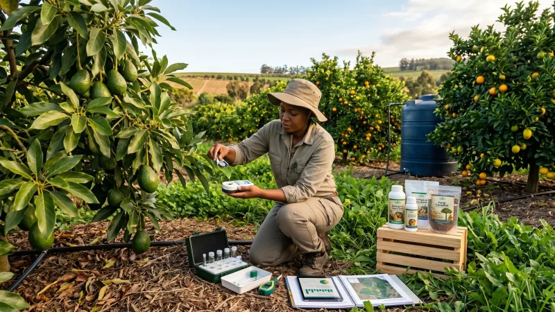 Avocado trees with healthy root systems and soil biology
