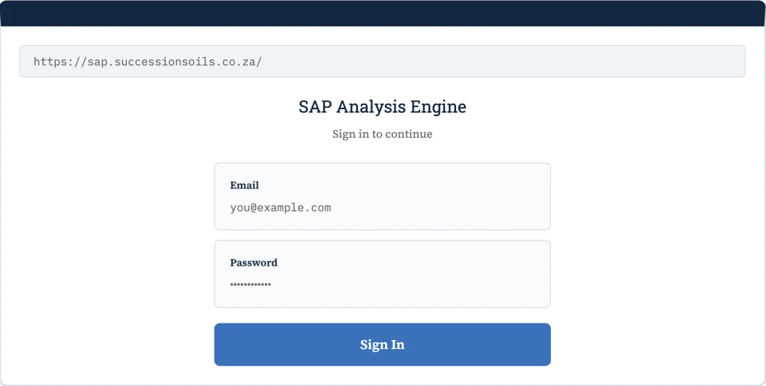SAP Analysis Engine sign-in screen