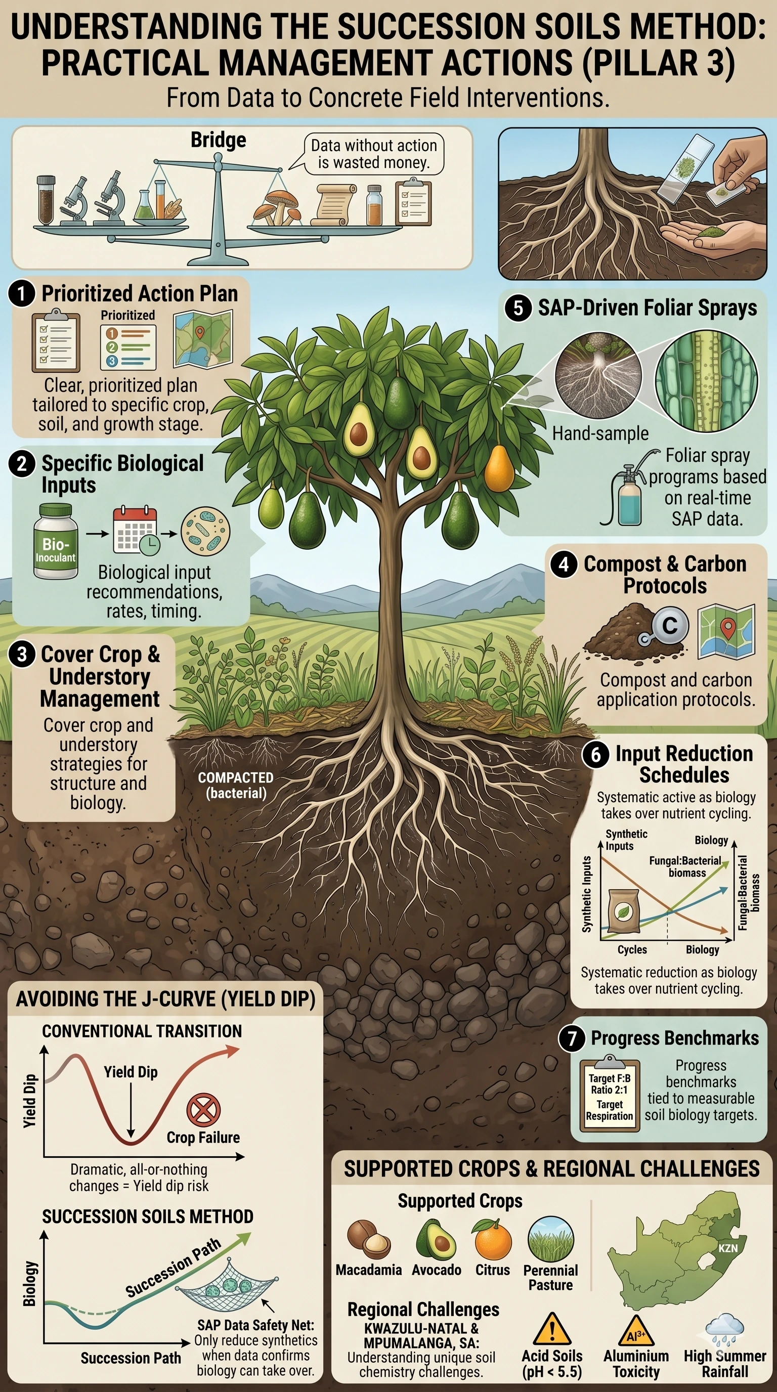 Infographic showing the Succession Soils Method with practical management actions